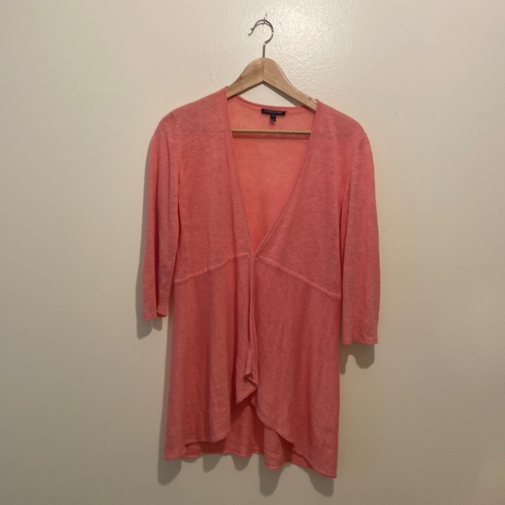 EILEEN FISHER CUTE CORAL LINEN CARDIGAN SWEATER. Size PM